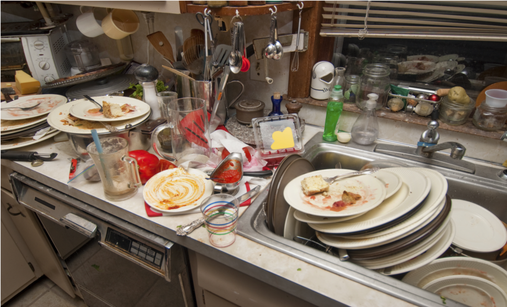 Eine extrem verschmutzte Küche die einer Sonderreinigung bedarf