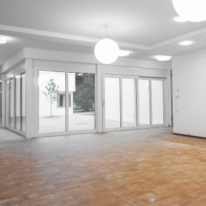 Fertig gestellte Büroräume vor der Bauendreinigung