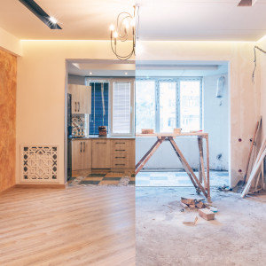 ein vorher/ nachher Vergleich einer Baureinigung nach der Renovierung