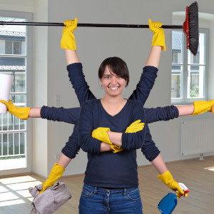 Symbolisch für alle Arbeiten die bei der Unterhaltsreinigung anfallen