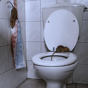 Ein WC mit Ungeziefer